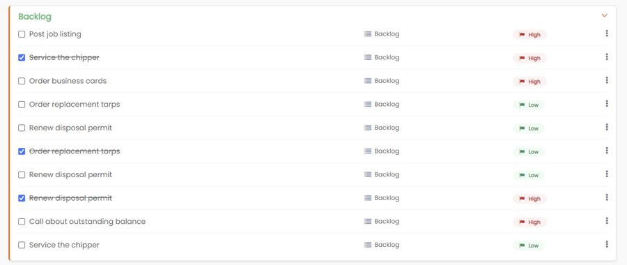 Zeemy to-do list grouped by category with a priority on each task